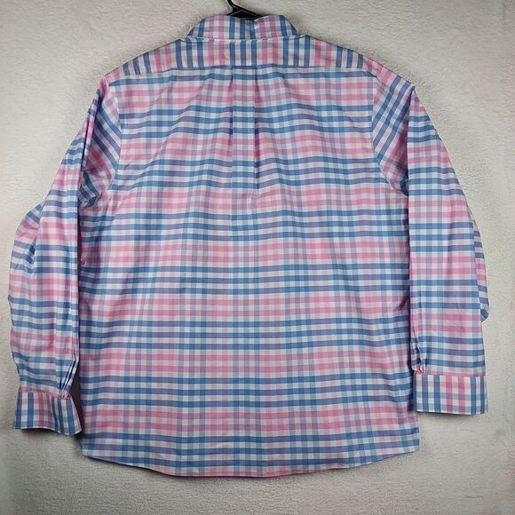 Brooks Brothers Regent Fit Non‑Iron Stretch Shirt XL — Blue & Pink Plaid - Picture 8 of 9